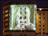 Emma\'s picture was projected on to the flats